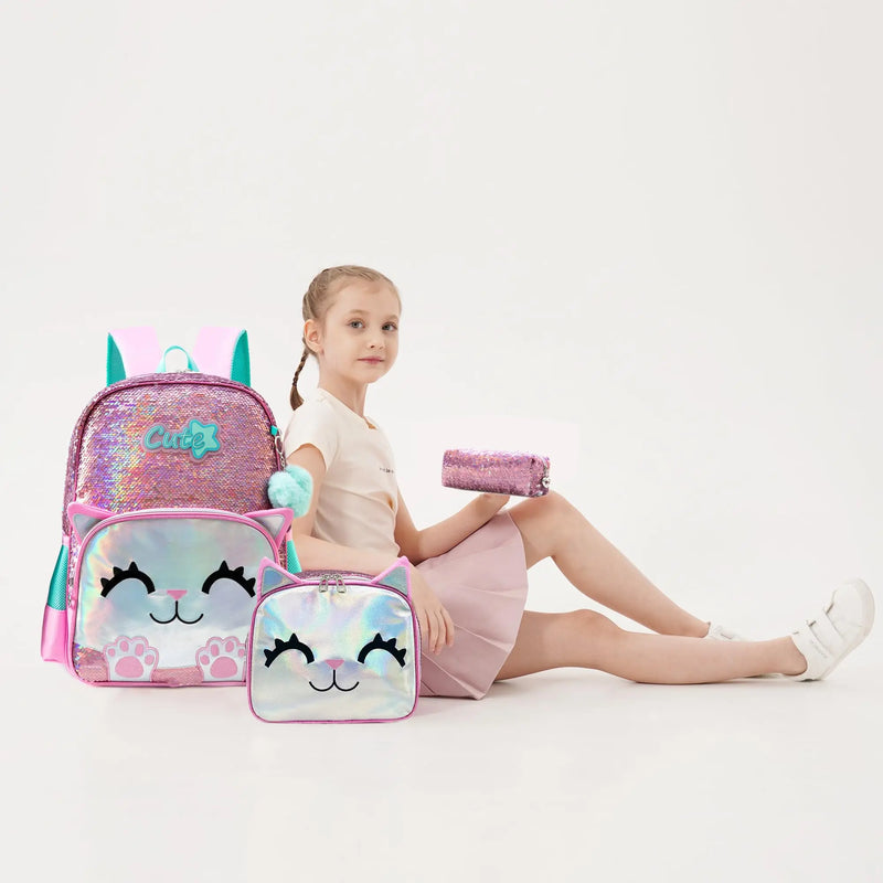 Backpack Glamour with Lunch Box and Pencil Case
